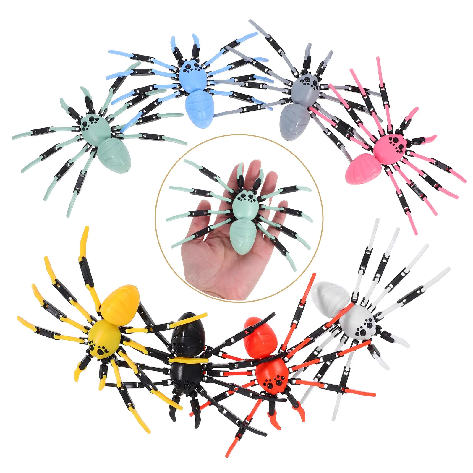 

8Pcs Spider 3D Movable Joint Large Realistic Flexible Halloween Prank DIY Scary Insect Action Figure Fake Spider