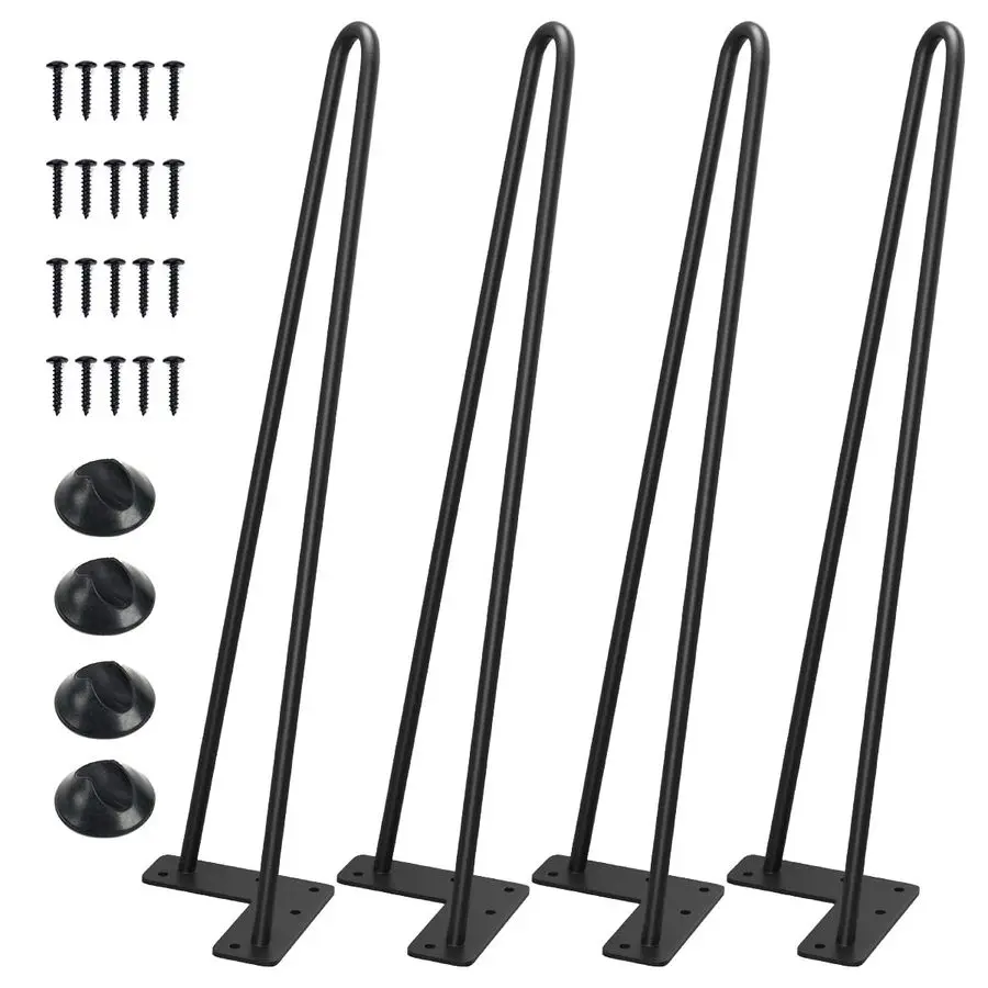 

18 Inch Heavy Duty Hairpin Furniture Legs, Metal Home DIY Projects for Nightstand, Coffee Table, Desk, etc with Rubber Floor Pro