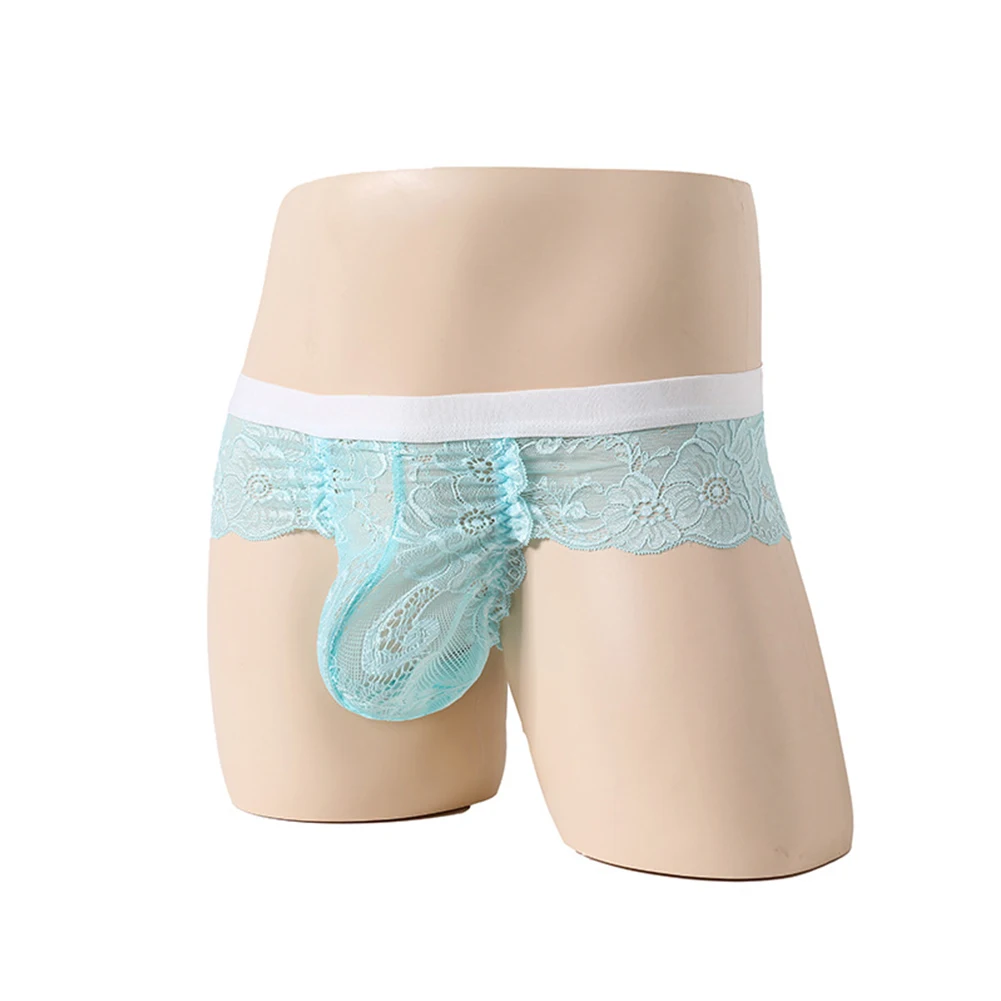 Sexy Heren Onderbroek Met Lage Taille Dun Doorschijnend Ondergoed Doorzichtig Slipje Gay Kanten Thong Cock Pouch Slipje Sissy Erotische Lingerie