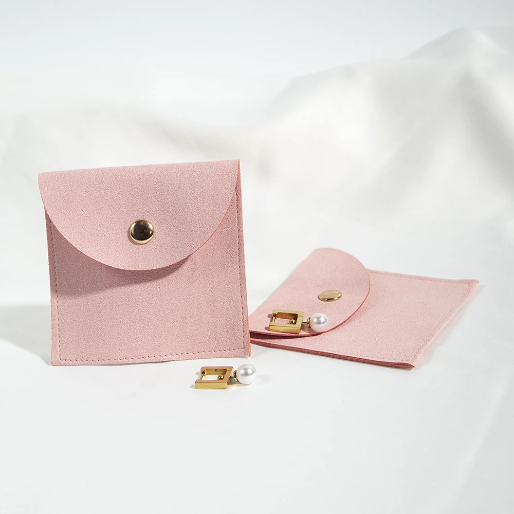 Elegant Microfiber Snap Pouches 5Pcs for Wedding Birthday and Party Favors Storage for Brooches Earrings Rings and Tiny Jewelry