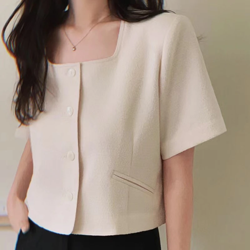 

Летняя новинка: женский топ-пальто с квадратным вырезом, модный, из 100% полиэстера