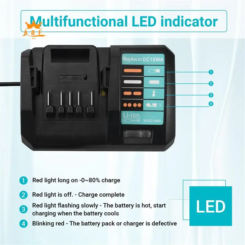 Зарядное устройство A08E-14.4V-18V DC18WA для Maktec DC18SG DC1851 BL1813G BL1415G BL1815G BL1413G UH522D UM167D UR180D - вилка стандарта США