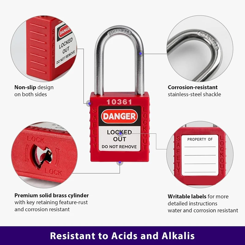 Lockout Tagout Kit, Electrical Lockout Tagout Kit, 4 Keyed Different Lotosafety Padlocks, Hasps, Plug Lockout, Clamp