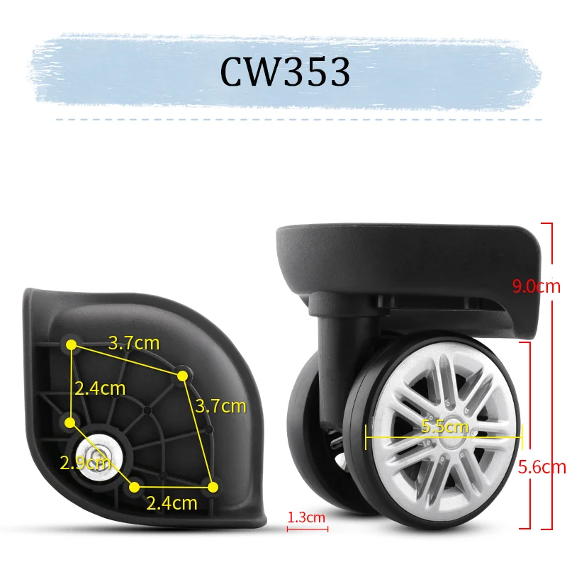 Adequado para cw353 mala de substituição de roda universal rotativa suave silencioso absorção de choque acessórios de roda resistente ao desgaste