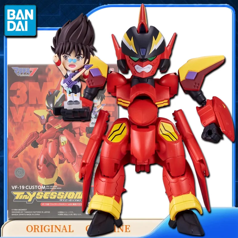 Bandai Anime Original Genuine VF-19 CUSTOM TINY SESSION Action Figure Toys For Kids Gift Assembly Model Ornaments