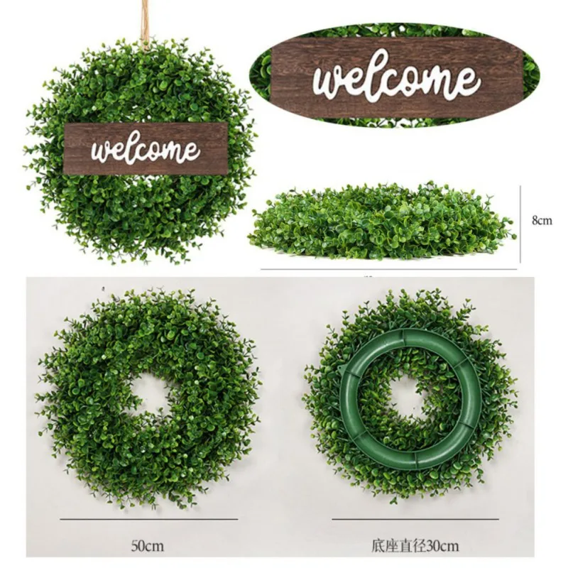 50cm Christmas decoration wreath wall hanging Eucalyptus small clear wreath door hanging decoration wedding garland decoration