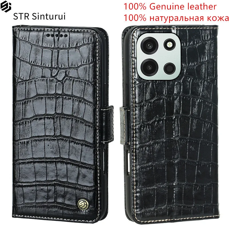 

STR 100% Genuine crocodile grain leather Magnetic skin card Slot Wallet Cover For OnePlus Turbo 6 6V Flip shockproof phone Case