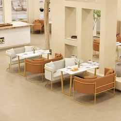 Modern concise western restaurant cafe rock plate table milk tea dessert shop dining table chairs sofa booth commercial