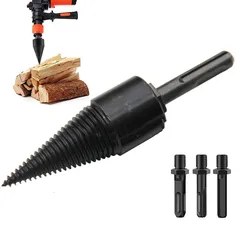 4Pcs firewood drill bit wood splitter Round Hex Square Shank Woodworking Tools Cone Log Splitters Wood Breaking Machine Chopper