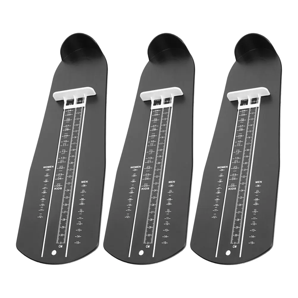 

3pcs Foot Length Measurement Ruler for Adult Kids Black Plastic Measurer Shoe Sizing Guide Accurate