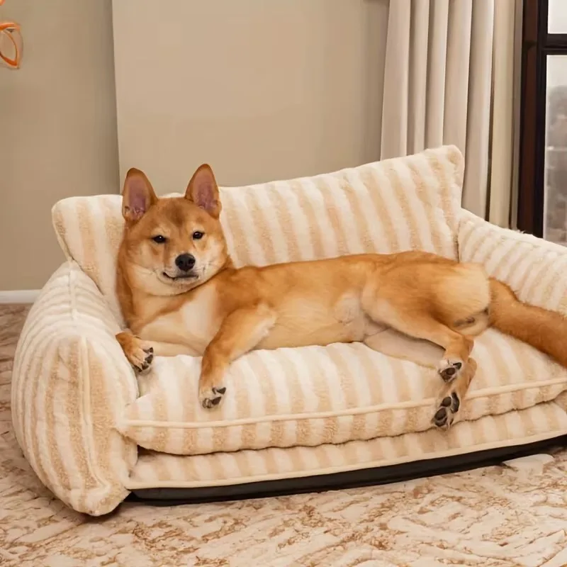 Fashion soft double plush cat and dog pet sofa bed