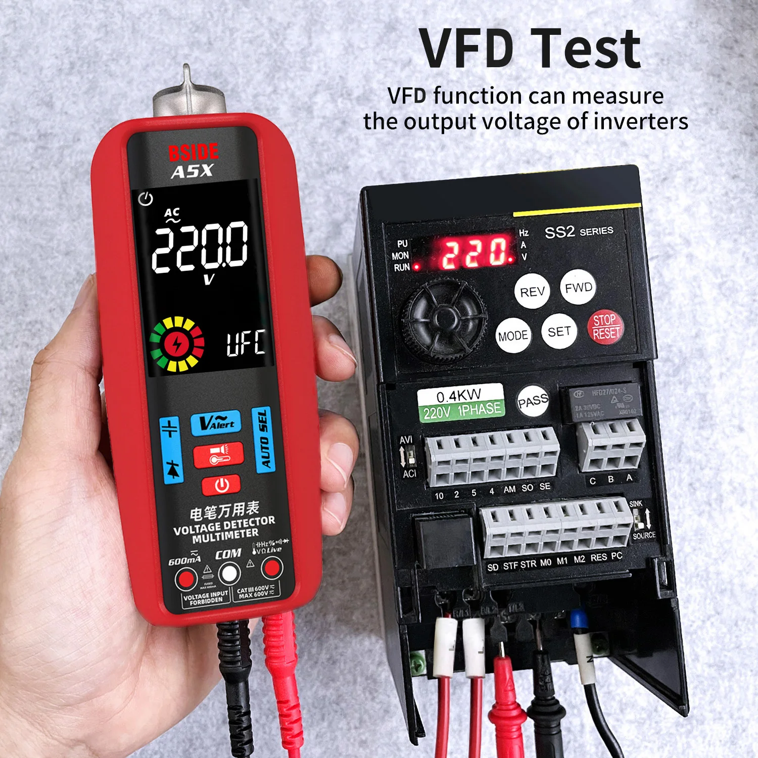 Imagem -04 - Bside-multímetro Digital Profissional Amperímetro Automático Inteligente Vfc Atual hz Capacitor Ohm Ferramentas Eletricista Tester