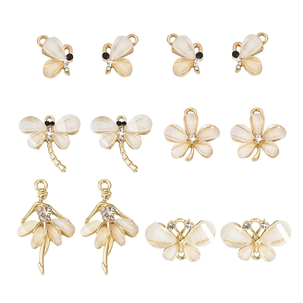 

20pcs Butterfly Dancing Girl Flower Resin Alloy Charms Pendants for Necklace Earrings Jewelry Making DIY Accessories