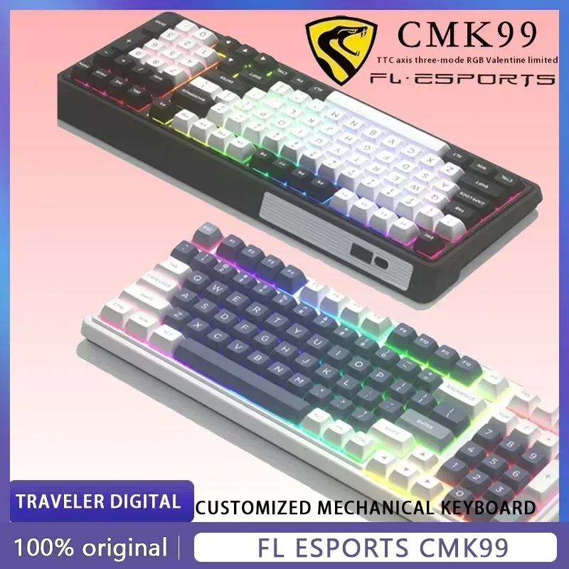 

FL ESPORTS CMK99 Mechanical Keyboard RGB 3-mode Wireless Hot-Swap Ergonomics USB Bluetooth TTC Switch Game Keyboard Win Mac PC