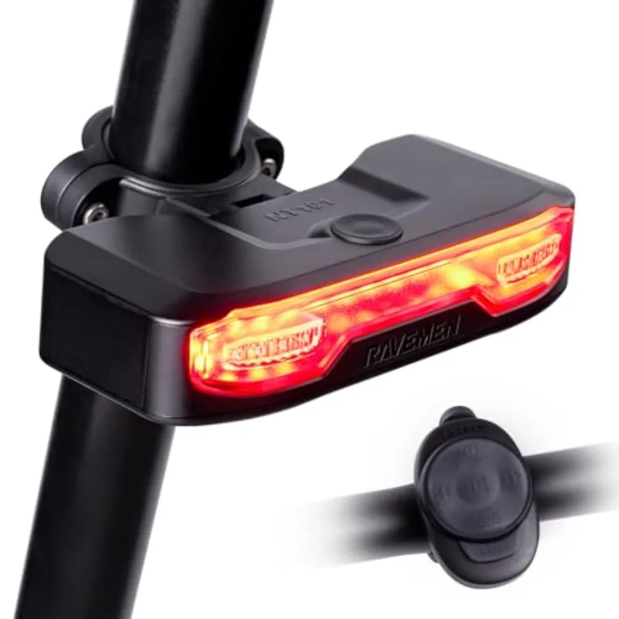 

Bike Tail Light with Turn Signals 160 Lumens Rear Bicycle Light with Horn Alarm Auto On/Off Brake Light Ground Warning Lights f