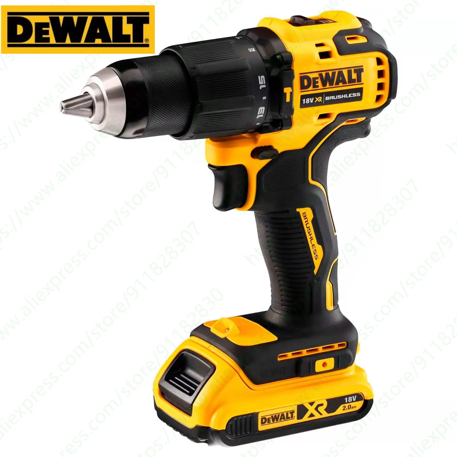Dewalt-taladro de impacto compacto sin escobillas DCD709N, destornillador eléctrico Combi de iones de litio de 20V, Taladro Inalámbrico de 65 NM