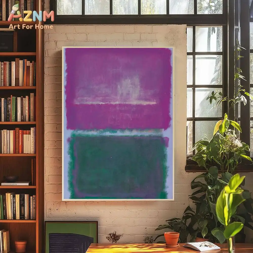 AZNM Mark Rothko Style Color Block Abstract Canvas Wall Art Print, Vibrant Modern Minimalist Painting Poster for Living Room Bed - view 6
