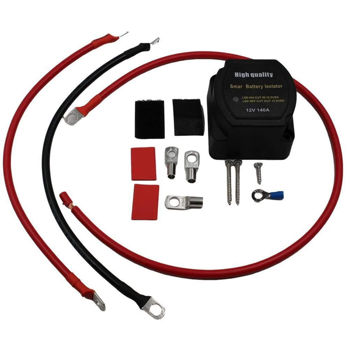 

JAS-Split Charger Relay Kit 6mtr 12V Automatic Dual Battery Isolator Kit 140AMP Voltage Sense Relay VSR for RV Truck ATV