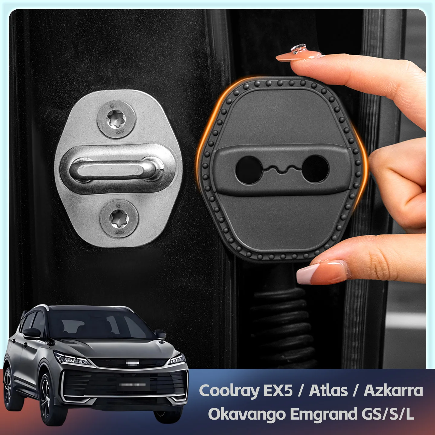 

2/4Pcs Silicone Car Door Lock Cover Protective Decoration Case For Geely Coolray EX5 / Atlas / Azkarra Okavango Emgrand GS/S/L