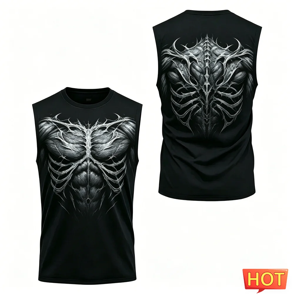 3D-Muskel-Strickweste mit Streifenmuster, Sommer-Herren-Tanktop, schnelltrocknendes Herren-T-Shirt und Tanktop, Polyester-Schulter-T-Shirt