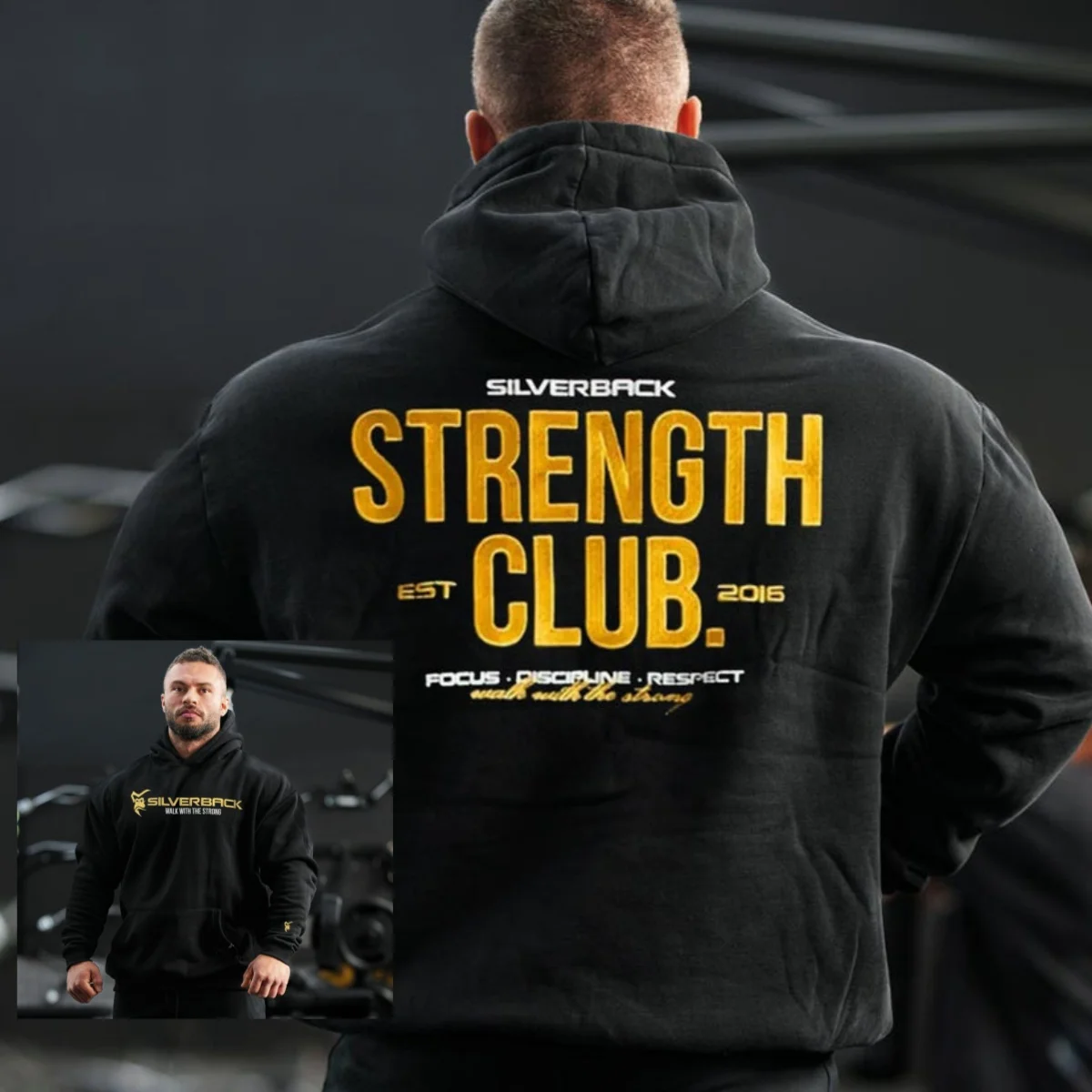 Strength Club Hoodie - Silverback Gymwear Grafikdruck Hochwertiger Luxus Unisex-Stil