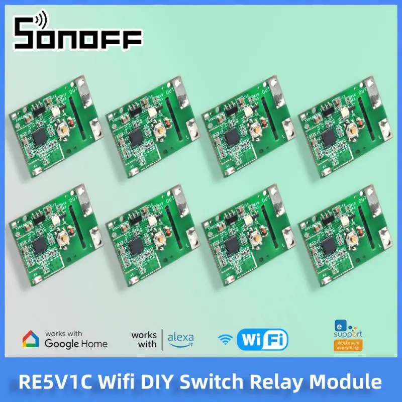 1-10PCS SONOFF RE5V1C Wifi DIY Switch 5V DC Relay Module Smart Wireless Switches Inching/Self-locking APP/Voice Remote ON/OFF