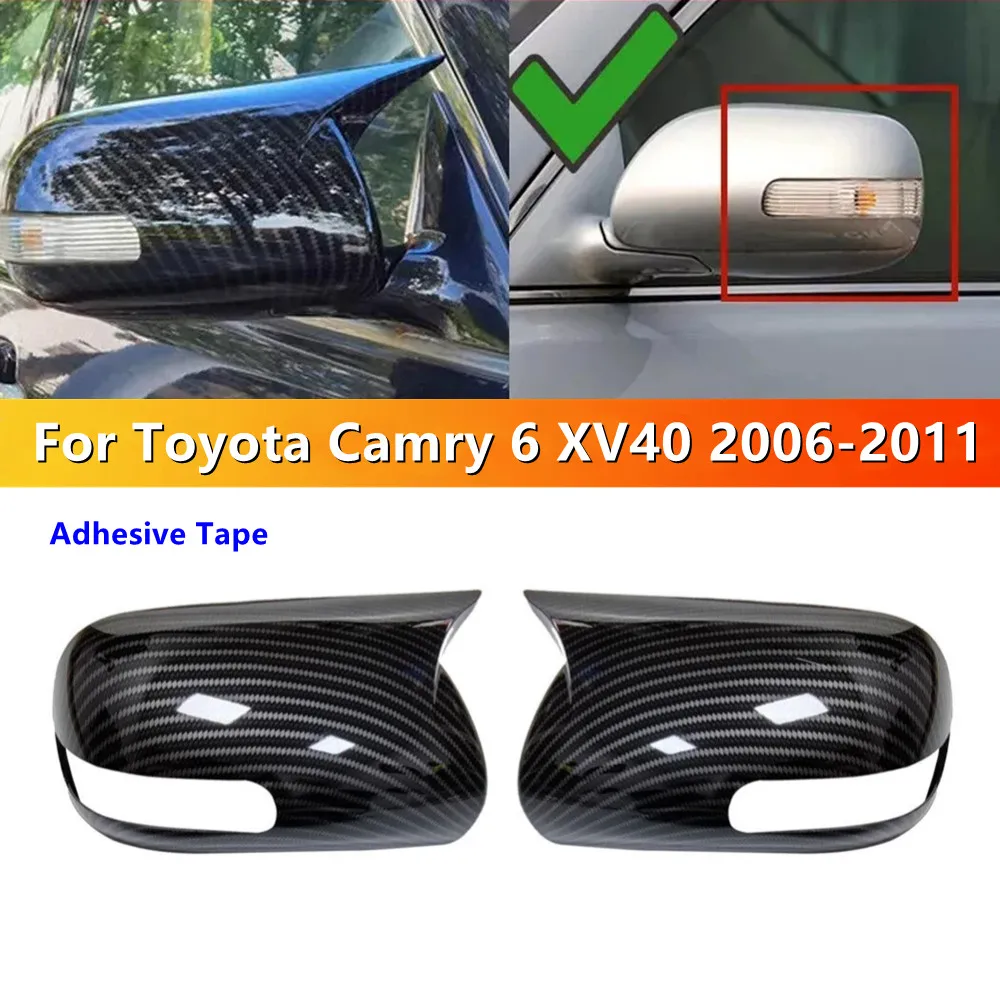 For Toyota Camry 6 xv40 Mark X / Reiz Car Rearview Side Mirror Cover Wing Cap Exterior Door Housing Shell Trim ABS Sticker