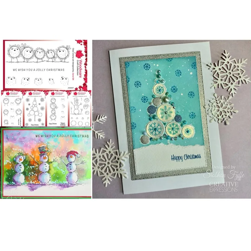 

Craft Collection Woodware Snowflakes Tress Foliage Snowman Bird Flowers Joy Metal Cutting Stamps Greeting Card 2024 New