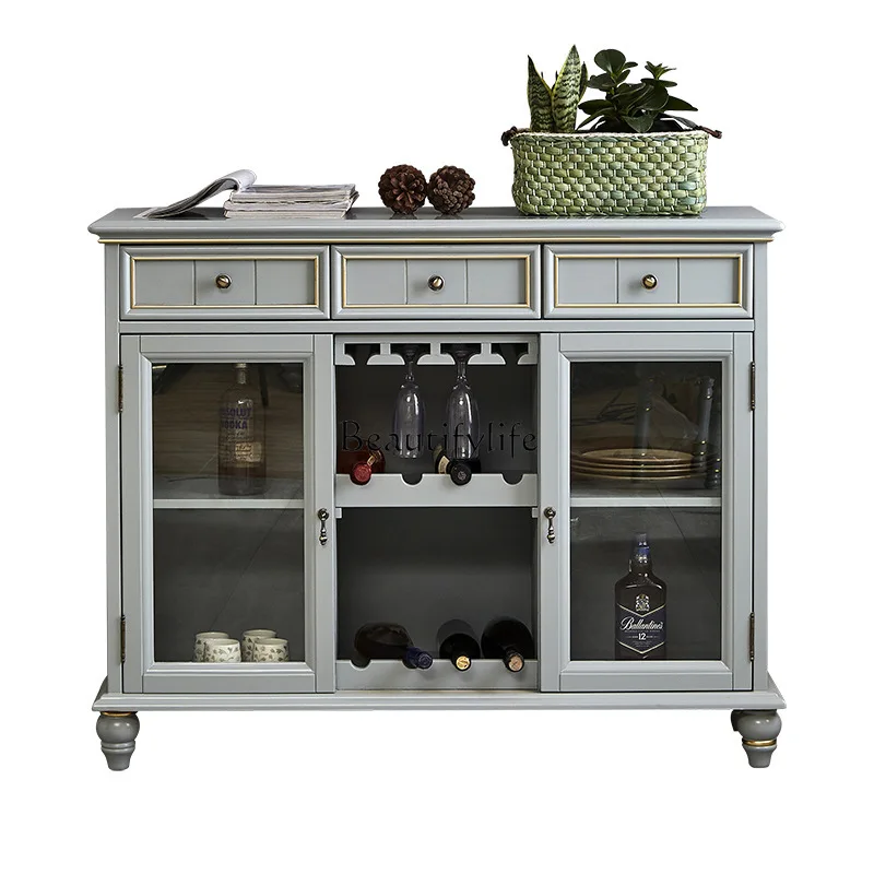 

Solid wood American dining side wine cabinet integrated locker