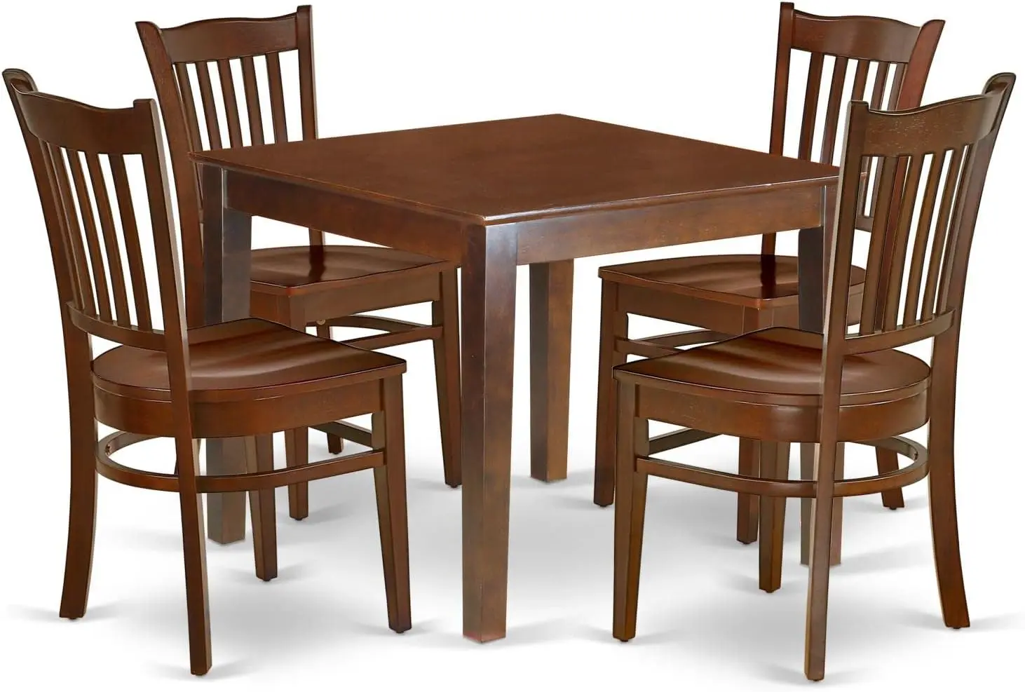 Oxford 5 Piece Kitchen Set for 4 Includes a Square Dining Room Table and 4 Solid Wood Seat Chairs and remarkable durability