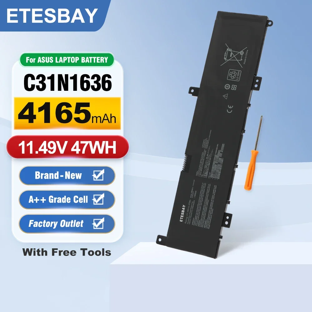 ETESBAY C31N1636  Laptop Battery For Asus VivoBook N580VN N580VD NX580V X580V X580VN NX580VD7300 X580VD-9B NX580VD7700
