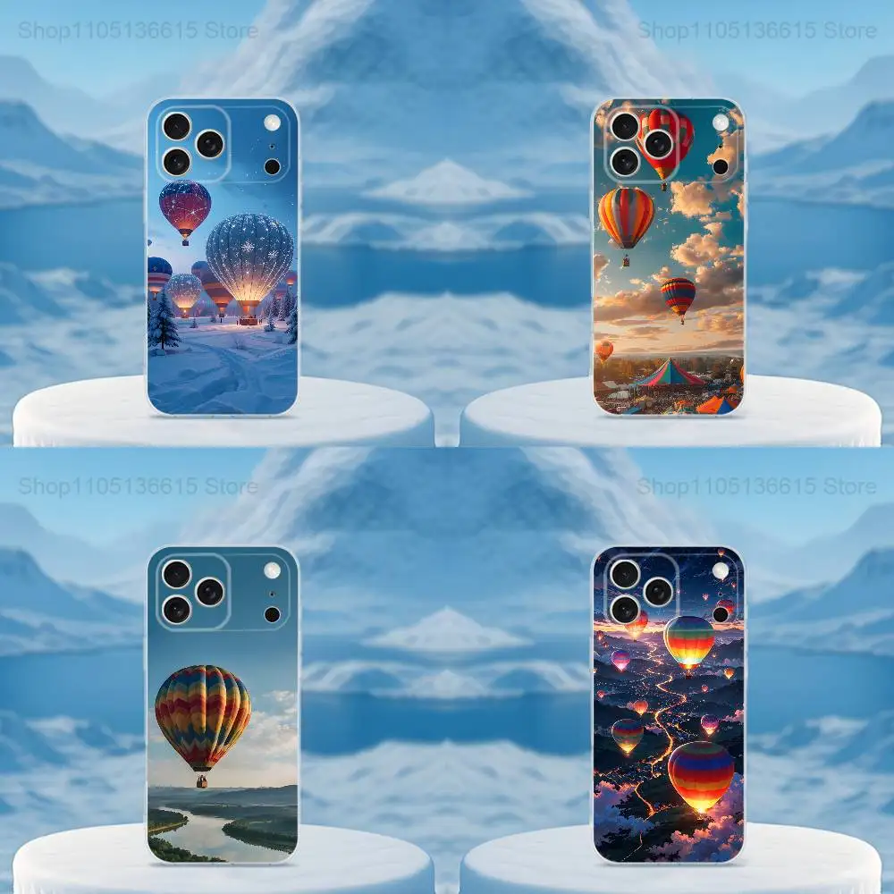 

Cute Hot Air Balloon Phone Case For iPhone 16,15,14,13,12,11,17 Pro,Max,Plus,X,XS,XR,SE,Mini Transparent Soft Cover