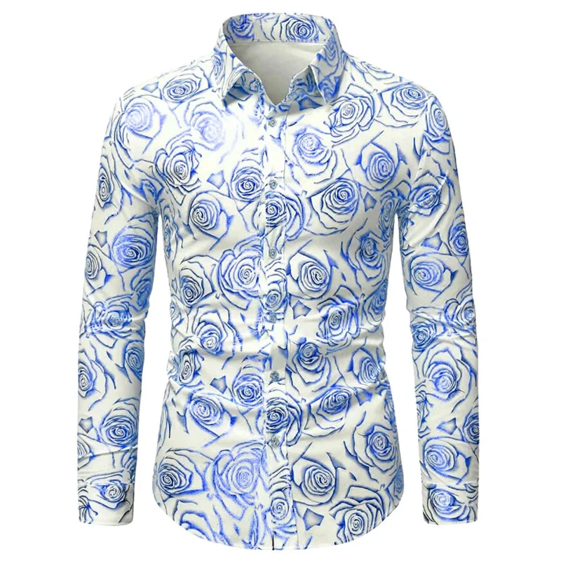 Novelty Floral Graphic 3D Printing Casual Men's Shirt Vacation Leisure Daily Weekend Spring Autumn Lapel Long Sleeve Tops 2024