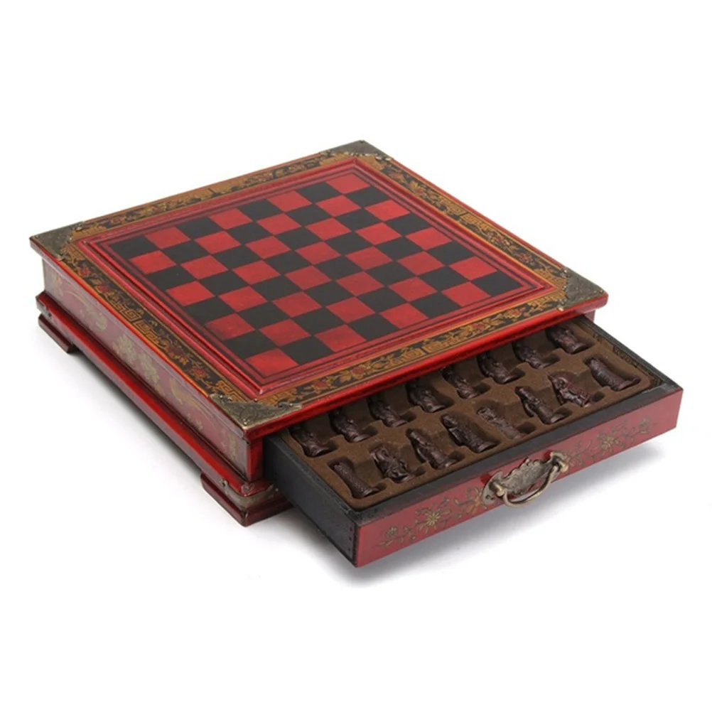 

International Board Premium Resin Chess Set Terracotta Wooden Style Brain Educational For Adults Gift