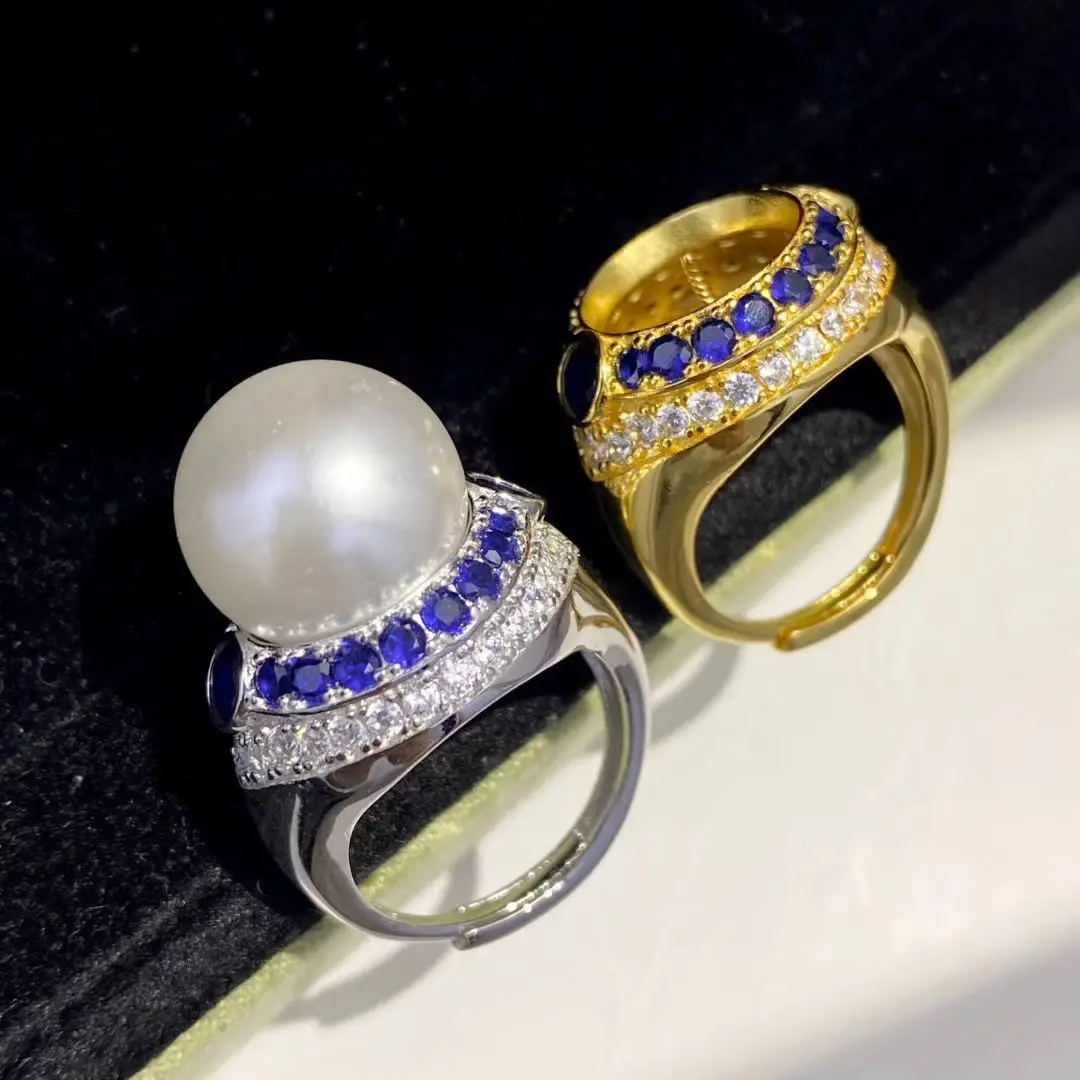 

Регулируемое кольцо из стерлингового серебра S925, фурнитура, крепления, аксессуары, детали, фитинги для жемчуга 13-14 мм, 5 шт./лот