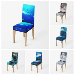 Home chair cover Oil painting style kitchen chairs Coversadjustable dining elastic fabricchairs covers chair cover for wedding