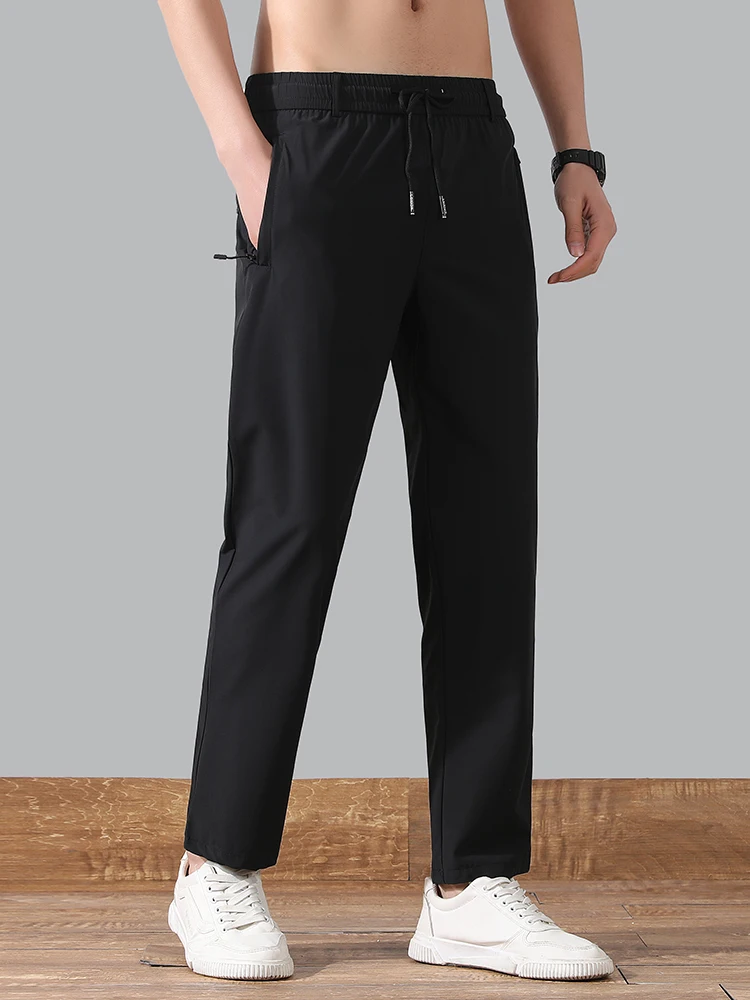 Pantalones holgados con bolsillos y cremallera para hombre, pantalón informal recto, 9xl talla grande, moda coreana, Primavera, 2024