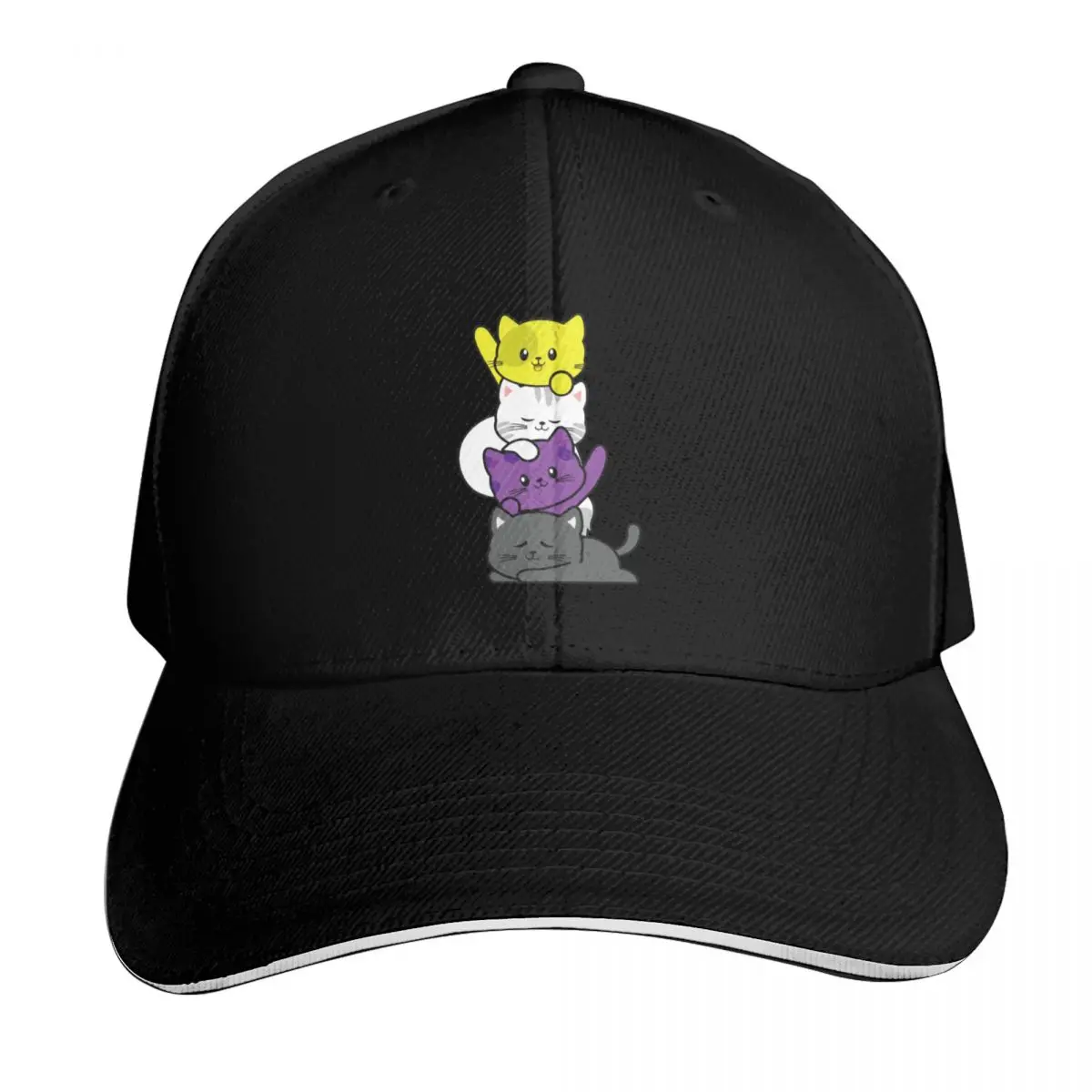 

Non Binary Kawaii Cat LGBTQ Nonbinary Pride Flag kittens Baseball Cap Hat Baseball Cap Luxury man cap Golf Wear Men Women's