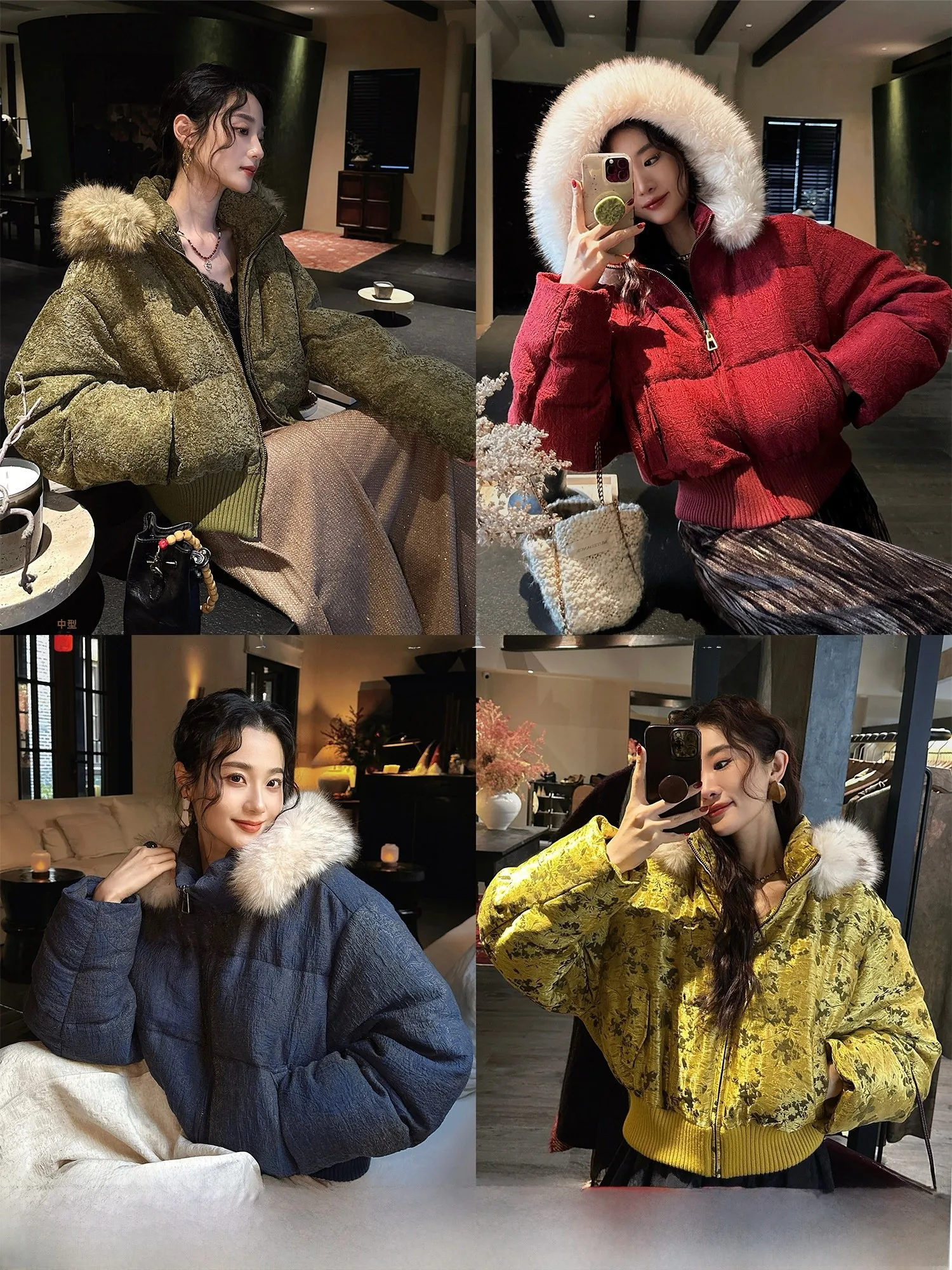 

Новая женская зимняя куртка-пуховик Sanji Bla Flower с меховым воротником и капюшоном, китайский шелковый узор, 90% пуха