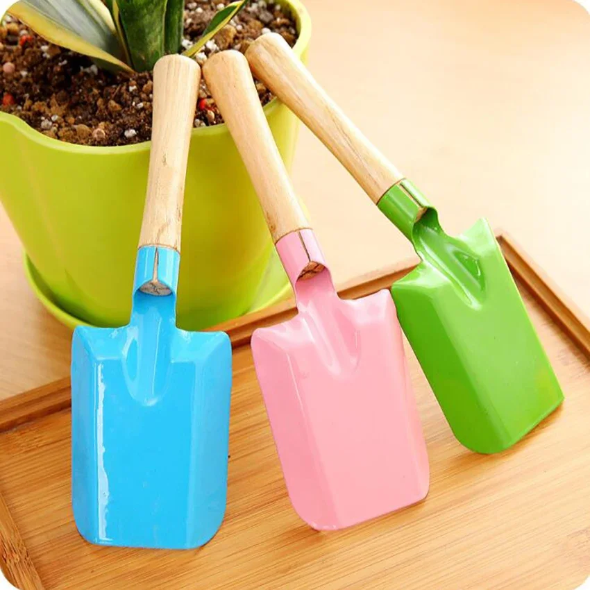 Colorful Mini Metal Garden Hand Shovel with Wooden Handle Garden Flower Trowel for Planting, Weeding, Transplanting and Digging