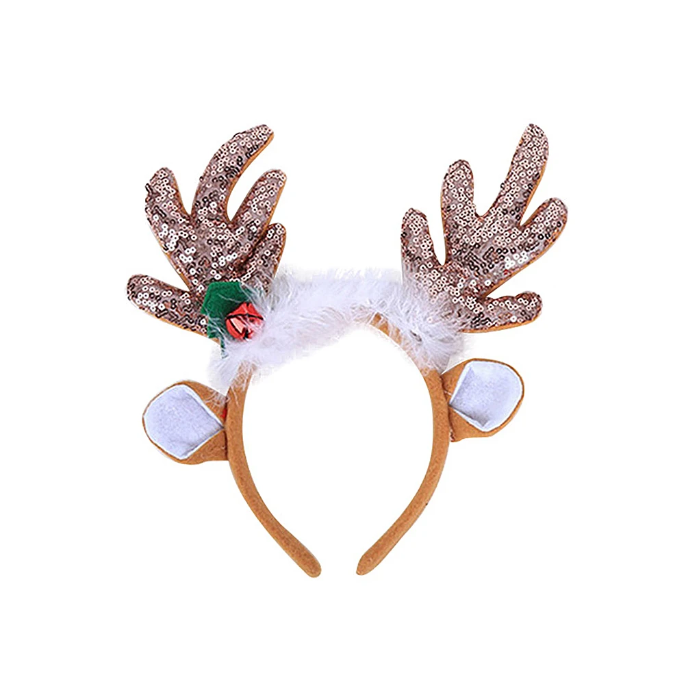 

Creative Sequins Antler Headband Christmas Party Hair Accessory For Adults Coffee Lightweight Comfortable Fun Design