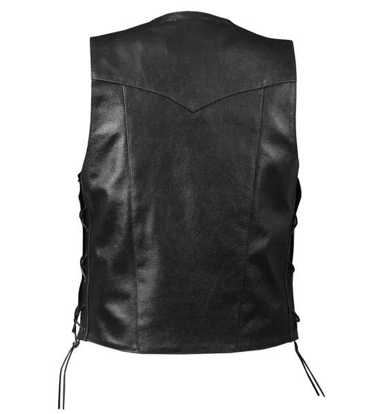 RIDERACT Motorbike Classic Riding Vest Adjustable Leather Vest Black