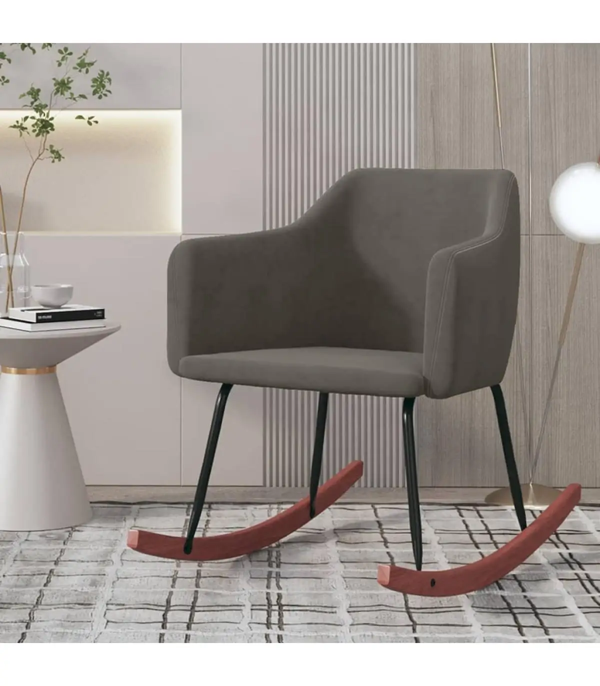 Dark gray velvet rocking chair