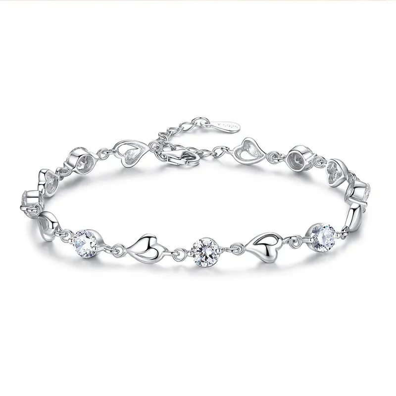 Zhubobo neue 925 Silber Armband Zirkon Kristall Pfirsich blüte Blume Silber Armband für Frau Charme Schmuck Geschenk