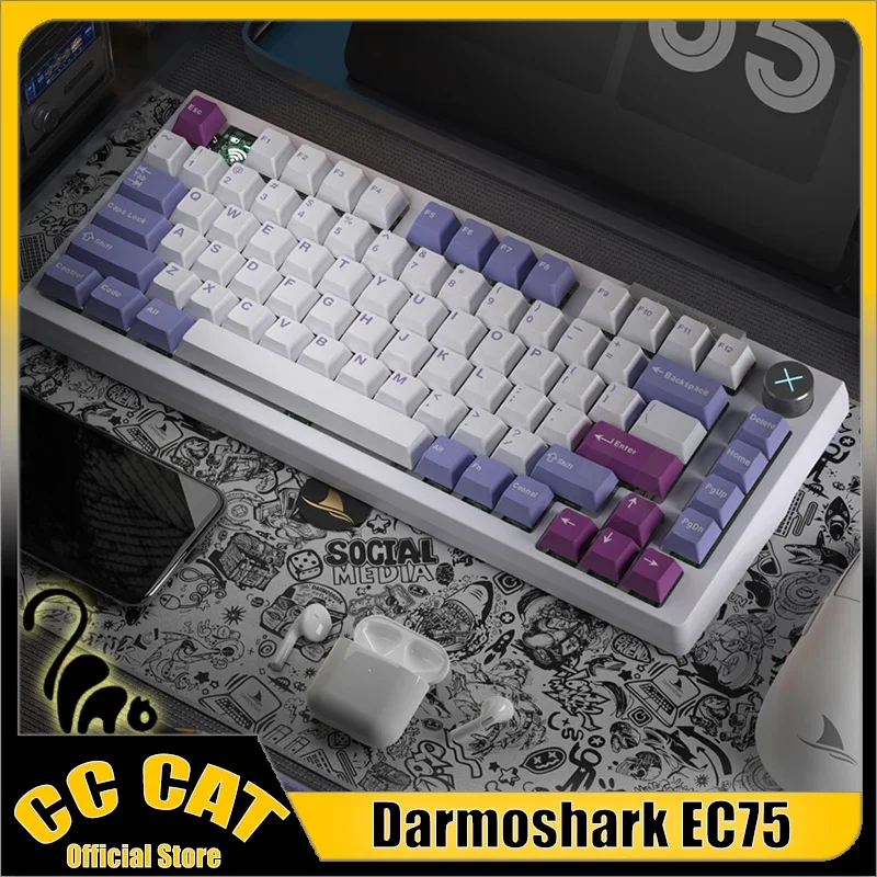 

Darmoshark Ec75 Mechanical Keyboard 3 Mode 84keys Top75 Bluetooth Wireless Keyboard 75% Hot Swap Rgb Light Office Gamer Keyboard