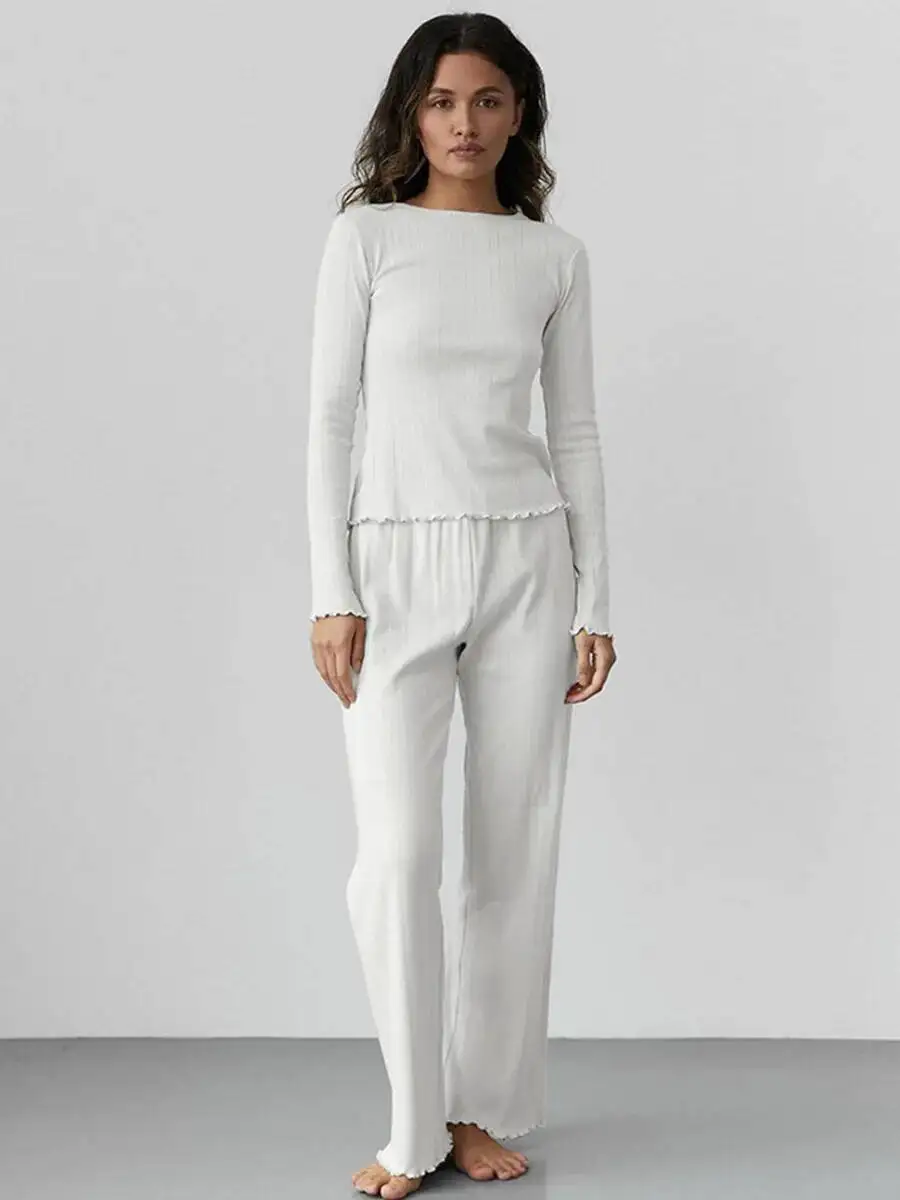 

Love Jacquard Long Sleeved Set Women's Spring Knitted Cardigan Pants Pamas Comfortable Women Home Clothes