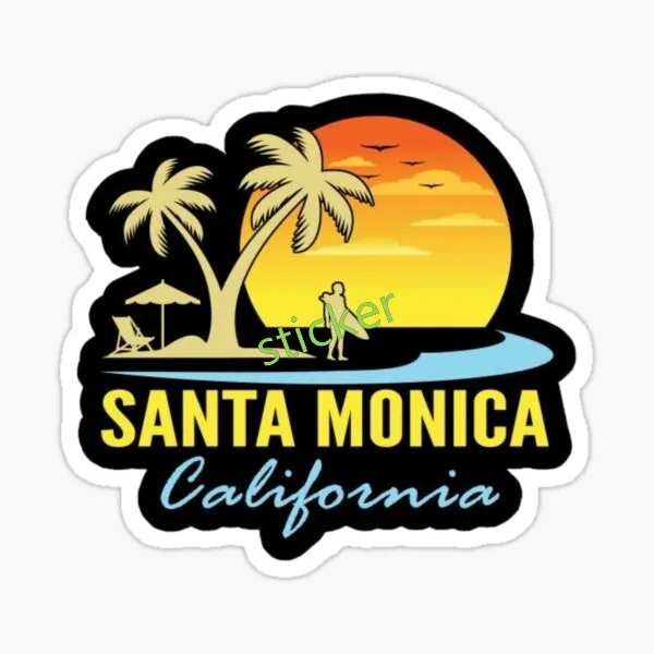 

Santa Monica Reflective Stickers Motorcycle Body Decoration Helmet Modification Car Sticker Waterproof Car Decoration