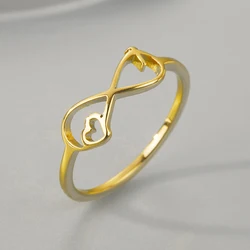 CHENGXUN Dainty Infinity 8 Cross Rings for Women Girls Stainless Steel Modern Heart Love Thumb Ring Stack Jewelry Friends Gift