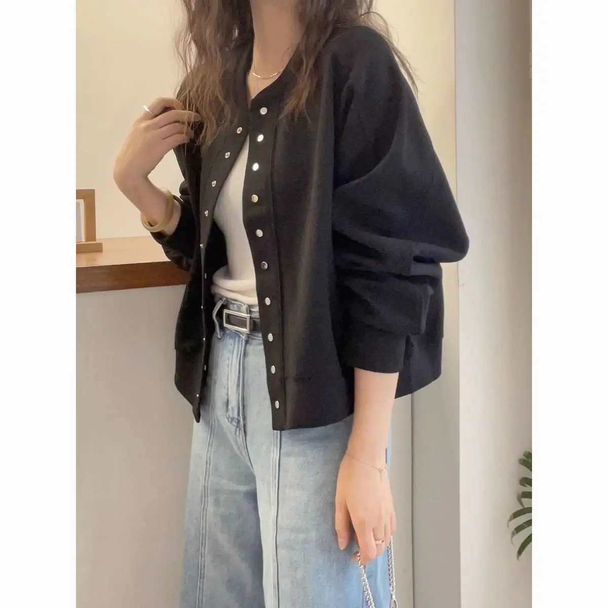 هوديس جرافيك Y2K بلايز امرأة مطرزة متعددة جيب ديكور ملابس خارجية الجنس اللون منعت التدرج الكلاسيكي الثقيل