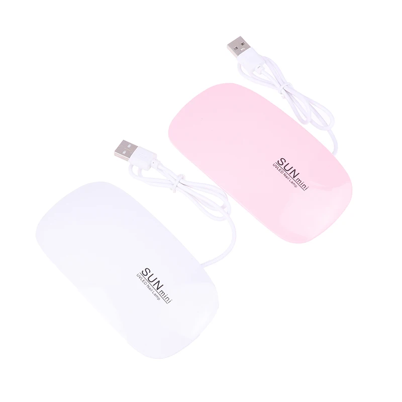 Portátil mini lâmpada UV LED unha, gel polonês secador máquina, cabo USB, unhas domésticas, ferramenta seca para verniz gel, rosa e branco, 6W